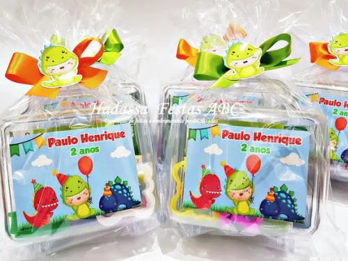 Maleta personalizada com Kit para colorir e brincar tema Dino Bab
