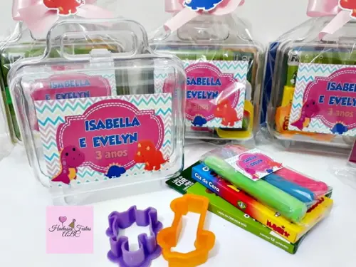 Maleta com Kit para Colorir e Brincar Tema Dinossauro Menina