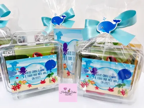 Maleta com Kit para Colorir Tema Fundo do Mar