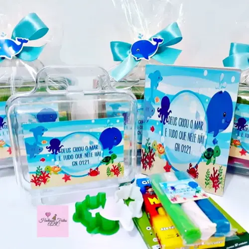 Maleta com Kit para Colorir Tema Fundo do Mar