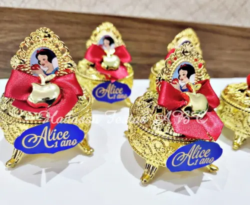 Mini Caixinha Porta Joia Branca de Neve Luxo