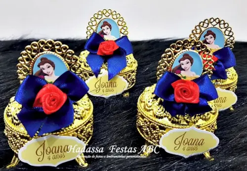 Porta Joia Luxo Tema a Bela e a Fera com Tag