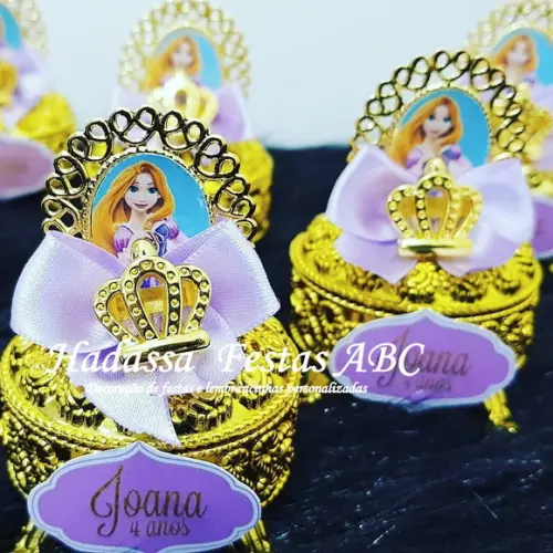 Porta Joia Luxo Tema Rapunzel com Tag