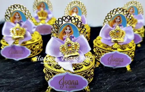 Porta Joia Luxo Tema Rapunzel com Tag