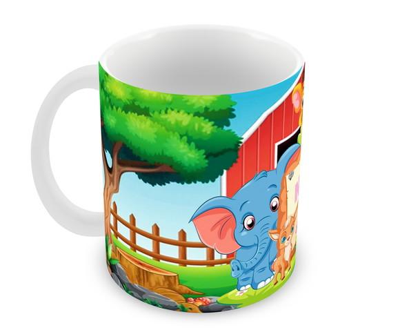 Caneca Polímero Animais Infantil Personalizada