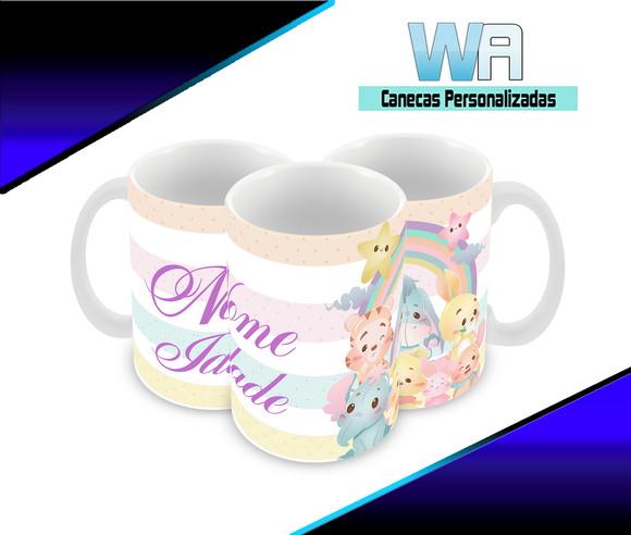 Caneca Polímero Animais Infantil Personalizada