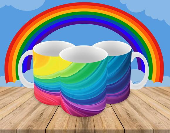 Caneca Polímero Arco Íris Personalizada