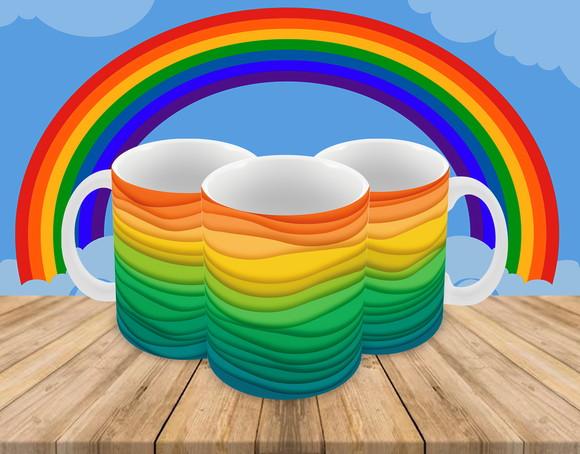 Caneca Polímero Arco Íris Personalizada