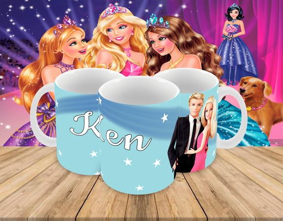 Caneca Polímero Barbie e Ken Personalizada