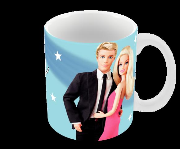 Caneca Polímero Barbie e Ken Personalizada