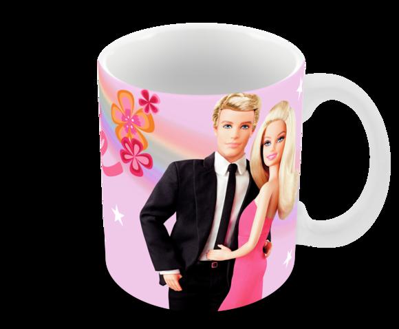 Caneca Polímero Barbie e Ken Personalizada