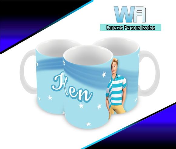 Caneca Polímero Barbie Ken Personalizada