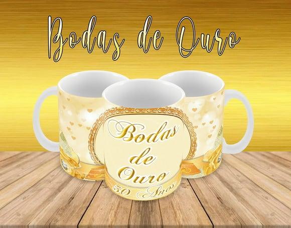 Caneca Polímero Bodas de Ouro Personalizada