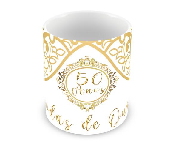 Caneca Polímero Bodas de Ouro Personalizada