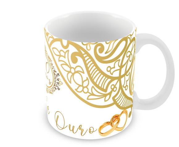 Caneca Polímero Bodas de Ouro Personalizada