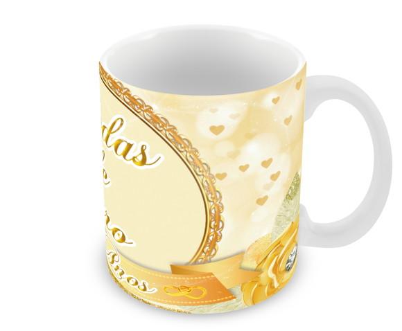 Caneca Polímero Bodas de Ouro Personalizada