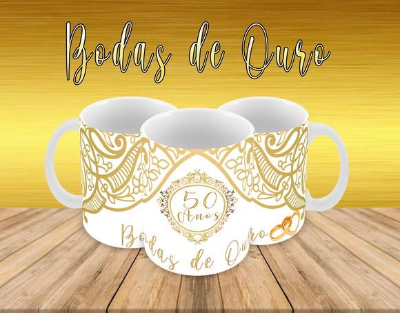 Caneca Polímero Bodas de Ouro Personalizada