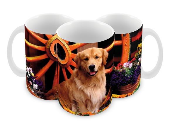 Caneca Polímero Cachorro Golden Retriever Personalizada