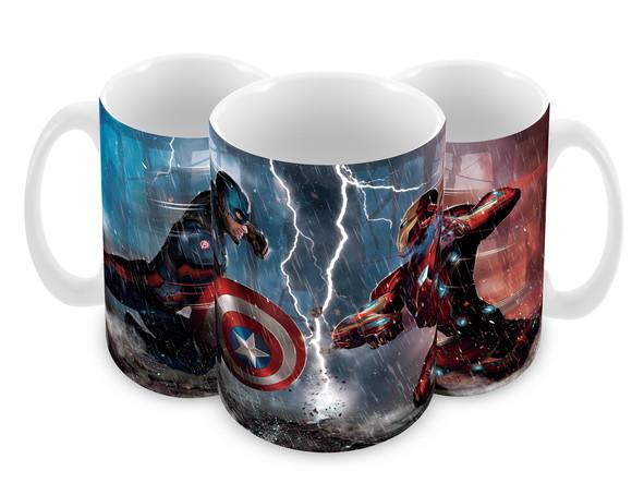 Caneca Polímero Capitão América Vs Homem de Ferro
