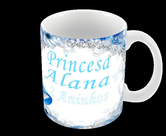 Caneca Polímero Cinderela com Nome Personalizada
