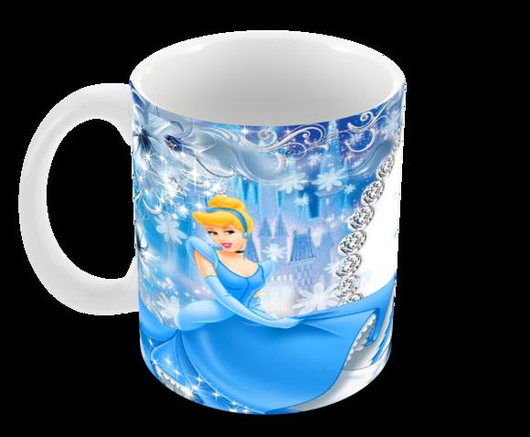 Caneca Polímero Cinderela com Nome Personalizada