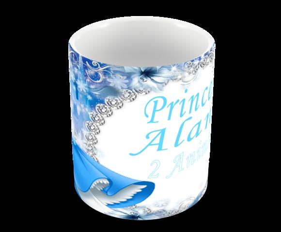 Caneca Polímero Cinderela com Nome Personalizada