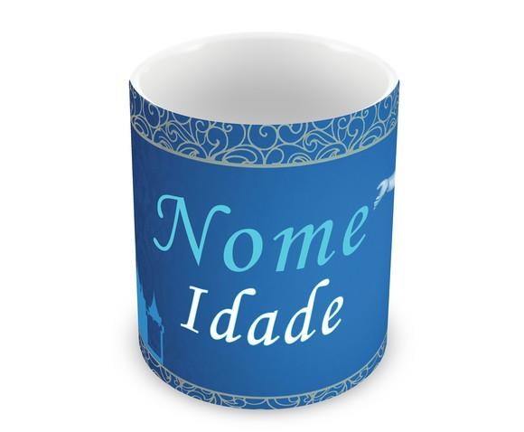Caneca Polímero Cinderela Príncipe com Nome Personalizada