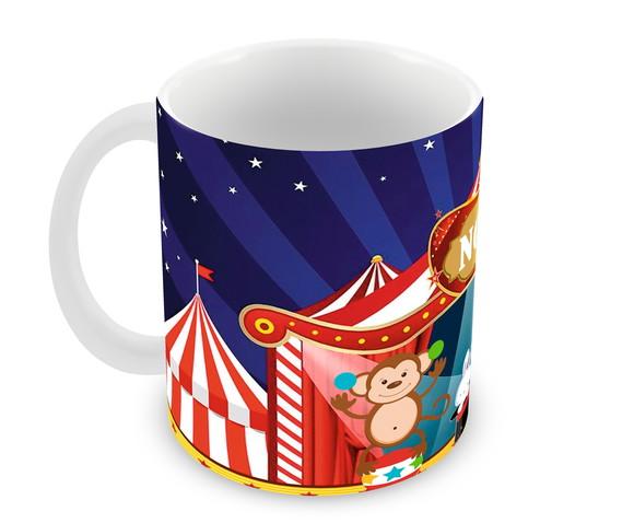 Caneca Polímero Circo Nome e Idade Personalizada