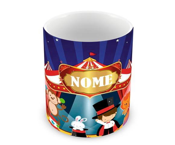 Caneca Polímero Circo Nome e Idade Personalizada