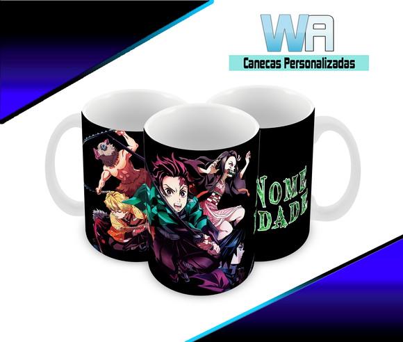 Caneca Polímero Demon Slayer Nome Personalizada