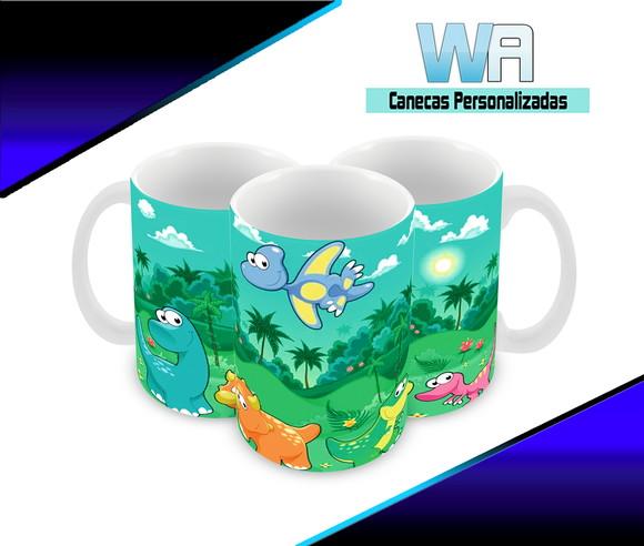 Caneca Polímero Dinossauros Baby Personalizada