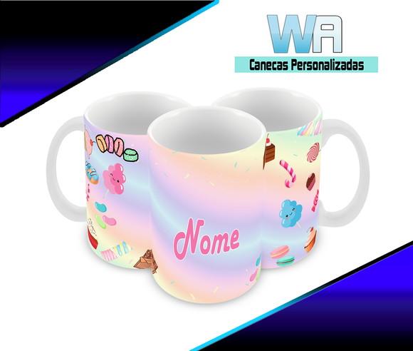 Caneca Polímero Doces com Nome Personalizada