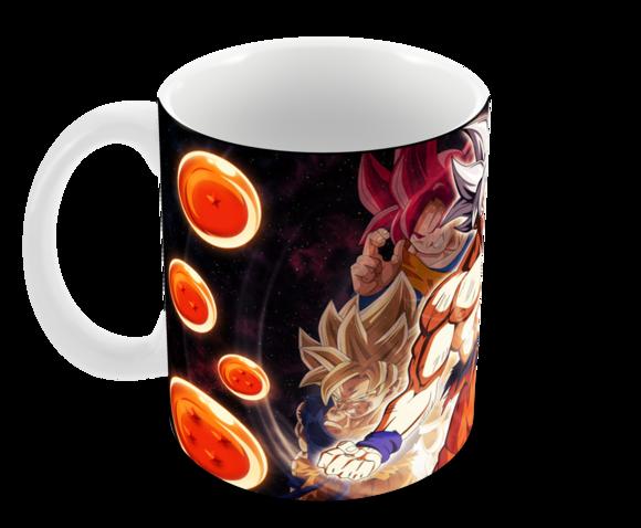 Caneca Polímero Dragon Ball Super Goku Transformações