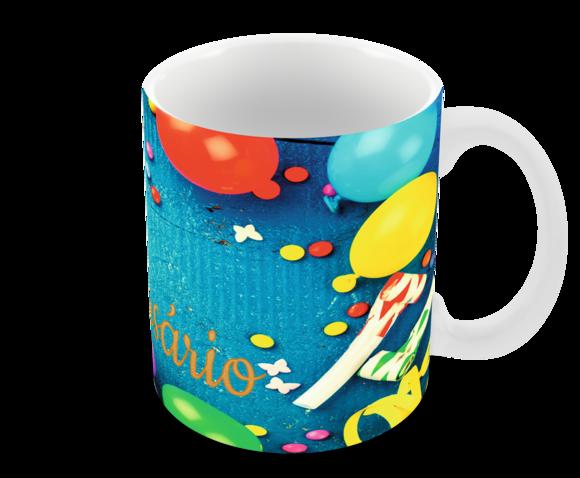 Caneca Polímero Feliz Aniversário Personalizada