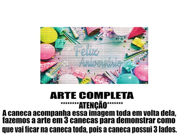 Caneca Polímero Feliz Aniversário Personalizada