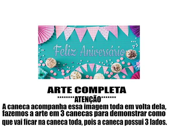 Caneca Polímero Feliz Aniversário Personalizada