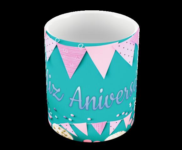 Caneca Polímero Feliz Aniversário Personalizada
