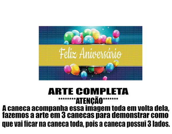 Caneca Polímero Feliz Aniversário Personalizada