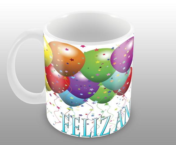 Caneca Polímero Feliz Aniversário Personalizada