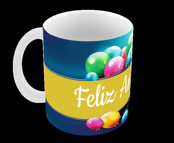 Caneca Polímero Feliz Aniversário Personalizada