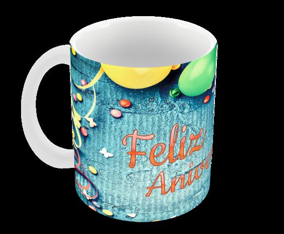 Caneca Polímero Feliz Aniversário Personalizada