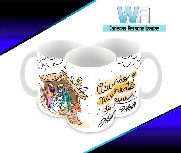 Caneca Polímero Feliz Natal Personalizada