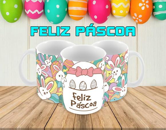Caneca Polímero Feliz Páscoa Personalizada