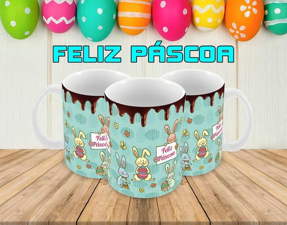 Caneca Polímero Feliz Páscoa Personalizada
