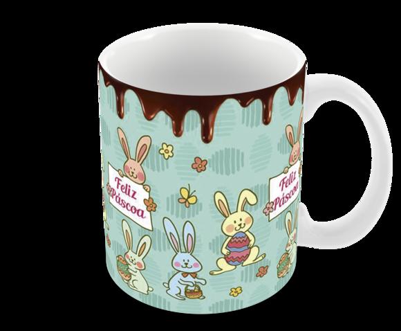 Caneca Polímero Feliz Páscoa Personalizada
