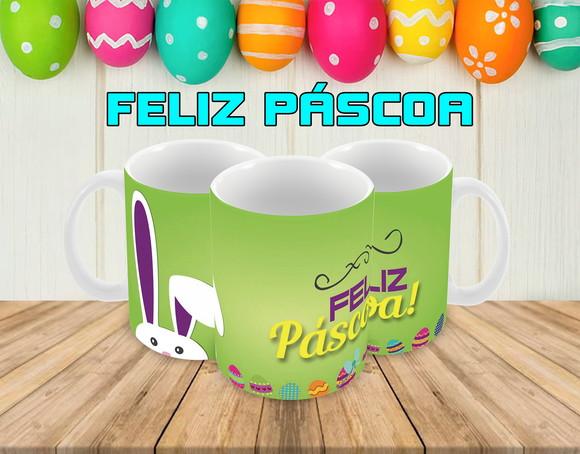 Caneca Polímero Feliz Páscoa Personalizada