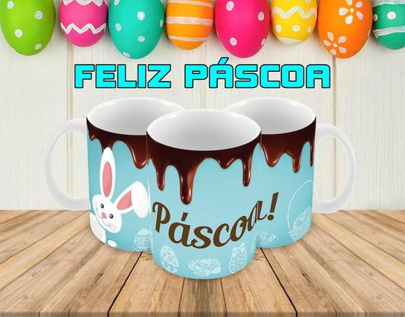 Caneca Polímero Feliz Páscoa Personalizada
