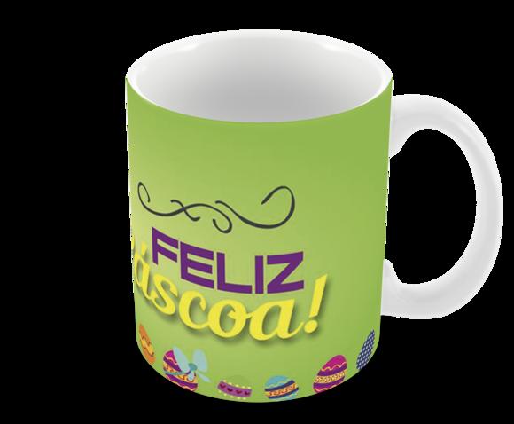 Caneca Polímero Feliz Páscoa Personalizada