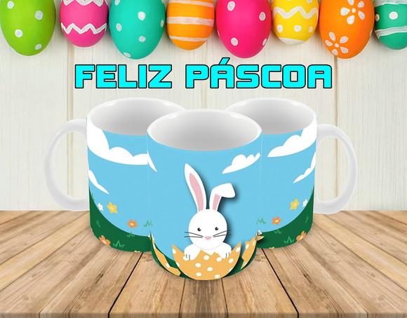 Caneca Polímero Feliz Páscoa Personalizada
