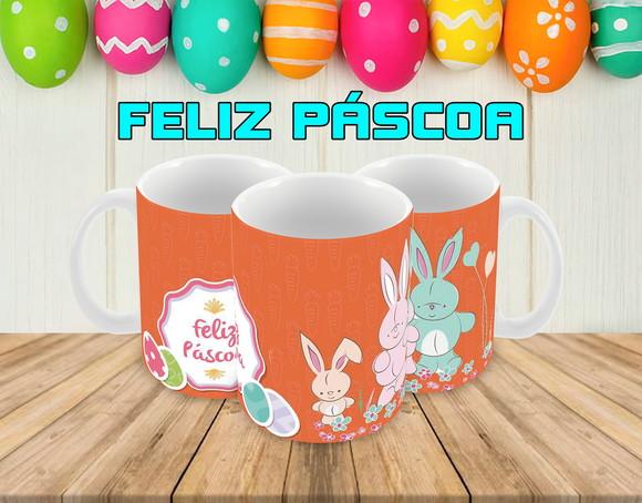 Caneca Polímero Feliz Páscoa Personalizada